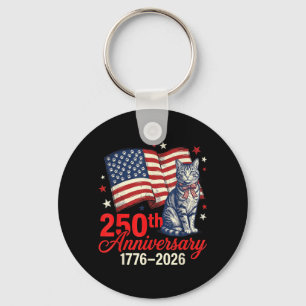 250. USA-Jubiläum 1776-2026 Patriotische Katze Schlüsselanhänger