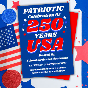 250 USA Jubiläumsfeier Massen-editierbare patrioti Einladung