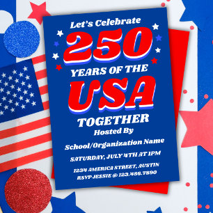 250 USA-Party Einladung anpassbar Patriotisch