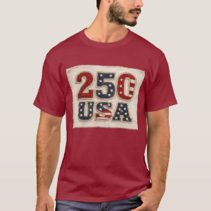 250 USA Vintage Stickerei Kunst T-Shirt
