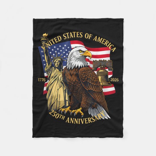 250 Years 1776-2026 250th Birthday Eagle Liberty B Fleecedecke (Vorderseite)