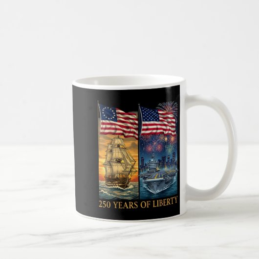 250 Years 1776-2026 250th Birthday Liberty Ships  Kaffeetasse (Rechts)
