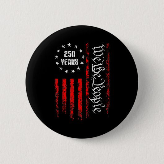 250 Years 1776-2026 250th Birthday Usa Patriotic 4 Button (Vorderseite)