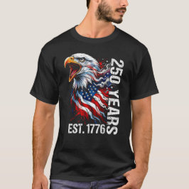 250 Years Est 1776 Vintage Bald Eagle USA Flag T-Shirt