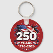 250 Years Independence Patriotic Fireworks Red Schlüsselanhänger (Vorderseite)