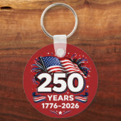 250 Years Independence Patriotic Fireworks Red Schlüsselanhänger (Vorderseite)