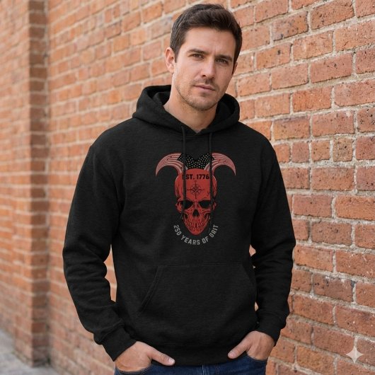 250 Years of American Grit Red Skull Hoodie