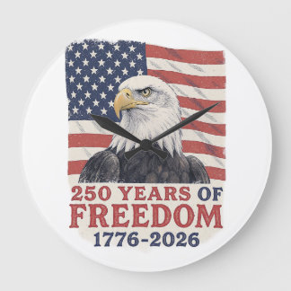 250 Years of Freedom 1776-2026 American Eagle Flag Große Wanduhr