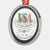 250 Years of Freedom Botanical USA Silver  Ornament Aus Metall (Links)