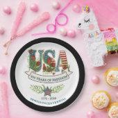 250 Years of Freedom Chic Patriotic Black Border Pappteller (Party)