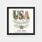 250 Years of Freedom Chic Patriotic Black Border Serviette (Vorderseite)