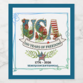 250 Years of Freedom Elegant Botanical Wine Bottle Weinetikett (Einzelnes Label)