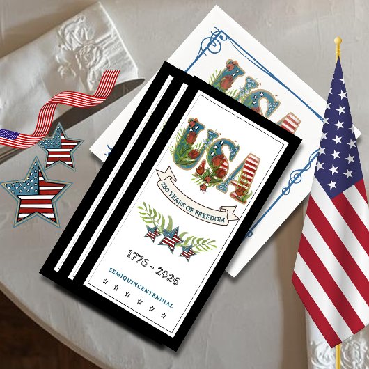250 Years of Freedom Elegant Patriotic Black Guest Serviette