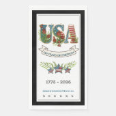 250 Years of Freedom Elegant Patriotic Black Guest Serviette (Vorderseite)