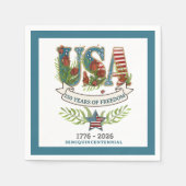 250 Years of Freedom Elegant Patriotic Blue Border Serviette (Vorderseite)