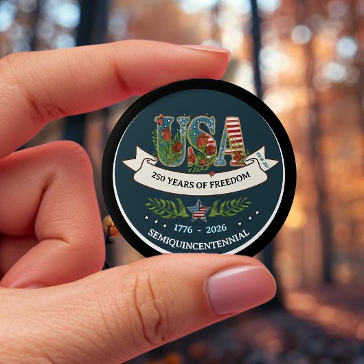 250 Years of Freedom Elegant Patriotic  Blue Button
