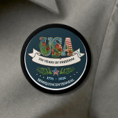 250 Years of Freedom Elegant Patriotic  Blue Button