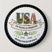 250 Years of Freedom Elegant Patriotic Star Border Button (Vorderseite)