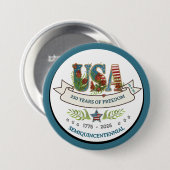 250 Years of Freedom Elegant Patriotic White Blue Button (Vorne & Hinten)