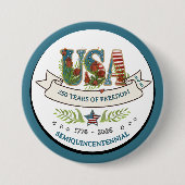 250 Years of Freedom Elegant Patriotic White Blue Button (Vorderseite)