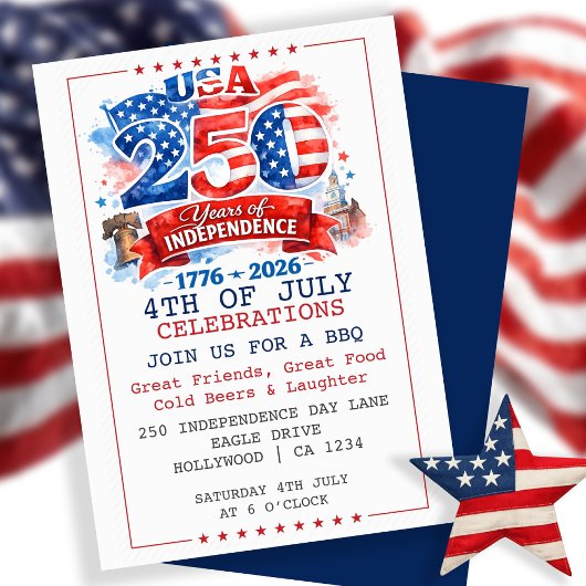 250 Years of Independence 4th of July Party Einladung