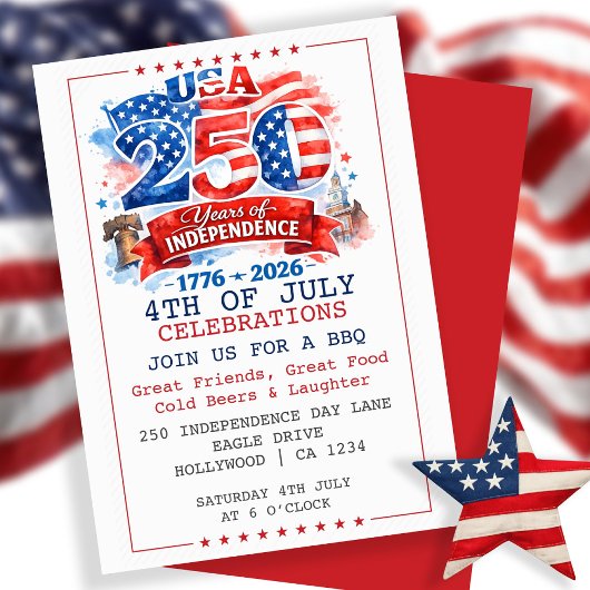 250 Years of Independence 4th of July Party Einladung
