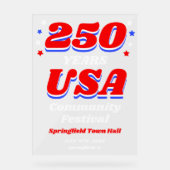 250 Years USA Community Festival Welcome Acrylschild (Vorderseite)