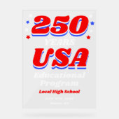 250 Years USA Patriotic School Assembly Welcome Acrylschild (Vorderseite)
