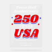250 Years USA Town Hall Anniversary Acrylschild (Vorderseite)