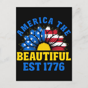 250th Amerikanischer Flaggenstrauß Blumen Mohn Kor Feiertagspostkarte