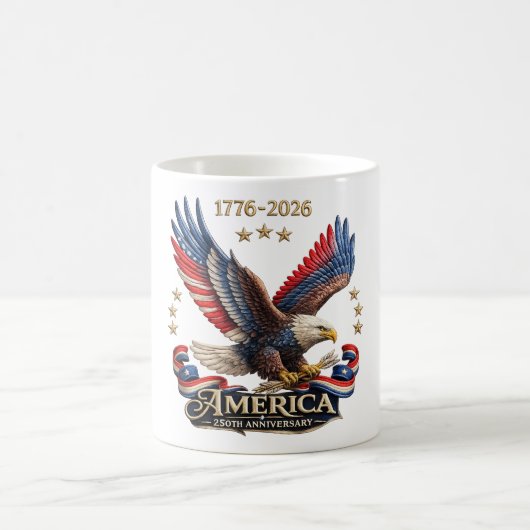 250th Anniversary America Patriotic Eagle 2026  Kaffeetasse (Mittel)