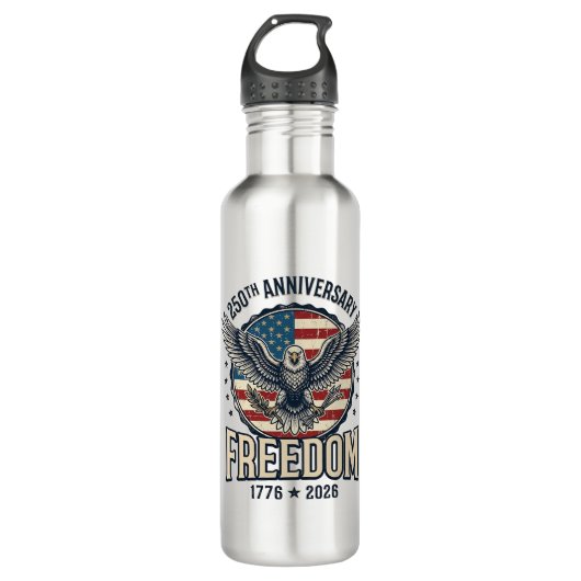 250th Anniversary Freedom Eagle Patriotic Vintage  Edelstahlflasche (Vorderseite)