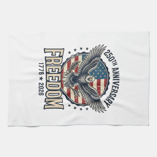 250th Anniversary Freedom Eagle Patriotic Vintage  Geschirrtuch (Horizontal)