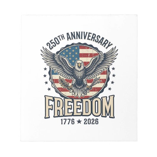250th Anniversary Freedom Eagle Patriotic Vintage  Notizblock (Vorderseite)