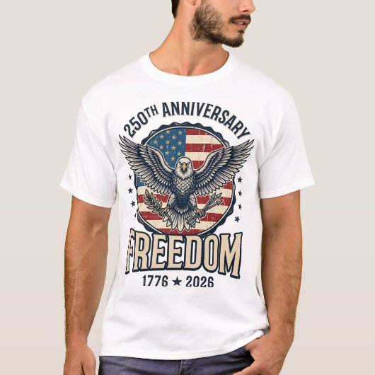 250th Anniversary Freedom Eagle Patriotic Vintage  T-Shirt (Vorderseite)