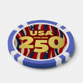 250th Anniversary Golden USA American Flag Pokerchips (Einzeln)