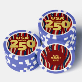 250th Anniversary Golden USA American Flag Pokerchips