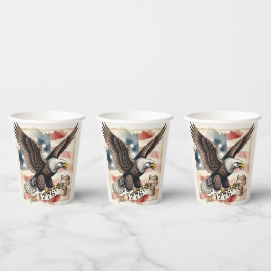 250th Anniversary Patriotic Bald Eagle 1776 Pappbecher (Multi)