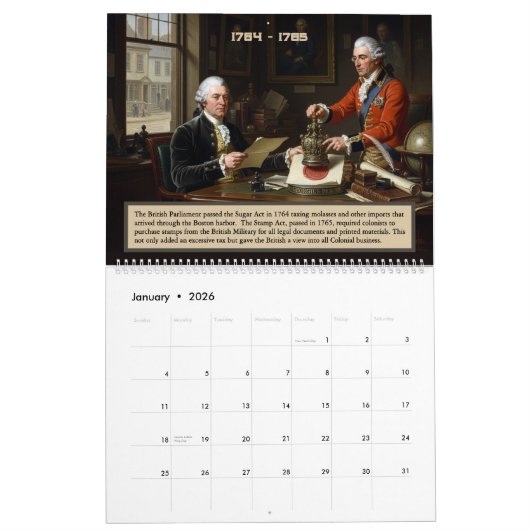 250th Anniversary -State of Massachusetts Calendar Kalender (Jan 2026)