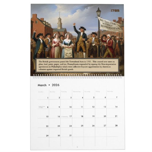 250th Anniversary - State of Pennsylvania Calendar Kalender (Mär 2026)
