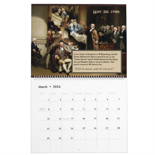250th Anniversary - State of Virginia Calendar Kalender (Mär 2026)