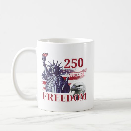 250th Anniversary USA Flag Liberty Eagle Freedom Kaffeetasse (Links)