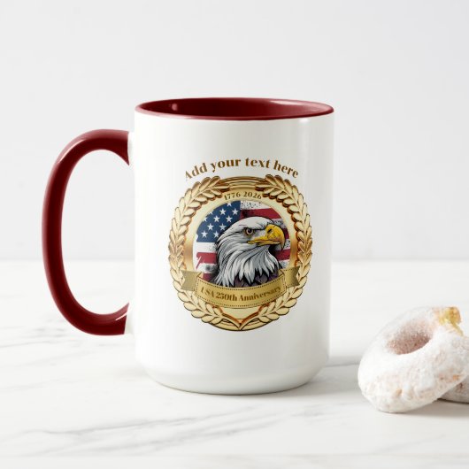 250th Anniversary USA Patriotic | 1776–2026 Button Tasse (Mit Donut)