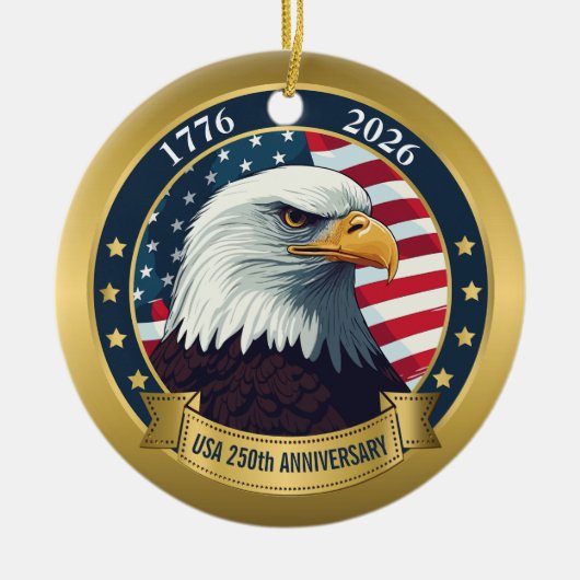 250th Anniversary USA Patriotic | 1776–2026 Keramik Ornament (Vorne)