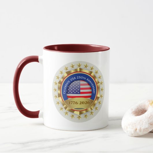 250th Anniversary USA Patriotic | 1776–2026 Tasse (Mit Donut)