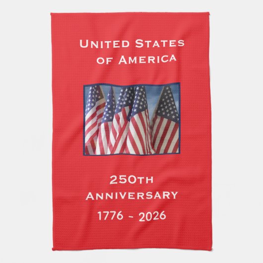250th Anniversary USA Patriotic American Flags Geschirrtuch (Vertikal)