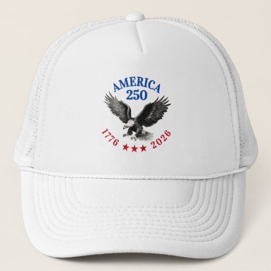 250th Anniversary USA Patriotic Bald Eagle Truckerkappe (Vorderseite)