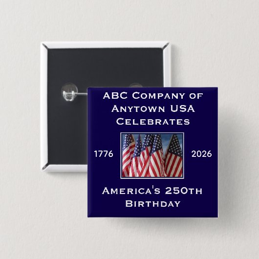 250th Anniversary USA Patriotic Flags Button (Vorne & Hinten)