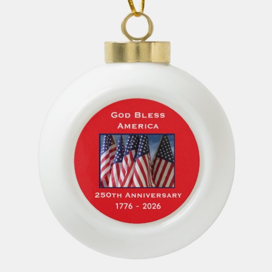 250th Anniversary USA Patriotic God Bless America  Keramik Kugel-Ornament (Vorderseite)
