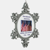 250th Anniversary USA Patriotic God Bless America  Schneeflocken Zinn-Ornament (Links)